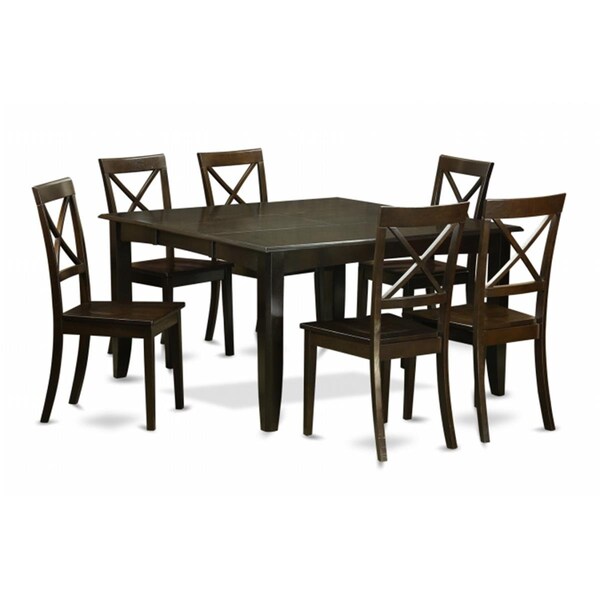 East West Furniture 7 Piece Dining Room Set-Dinette Table With Leaf and 6 Dinette Chairs PFBO7-CAP-W - main